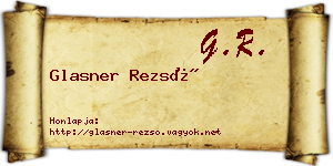 Glasner Rezső névjegykártya